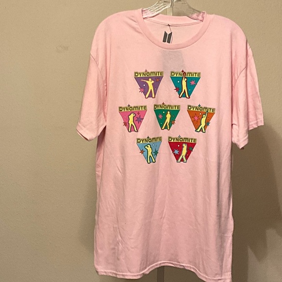 BTS Pink Graphic T-Shirt with Dynamite Design - Picture 1 of 4